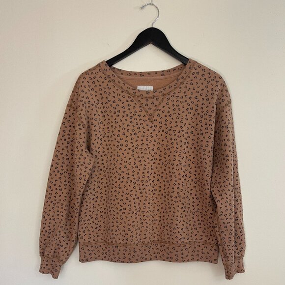 Abercrombie & Fitch Soft Brown Leopard  Crewneck Long Sleeve Sweatshirt, Size M - Picture 2 of 8